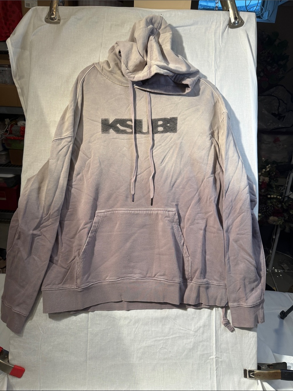 Ksubi Men's Biggie Hoodie signs of the time in Faded Lavender Gray Wash